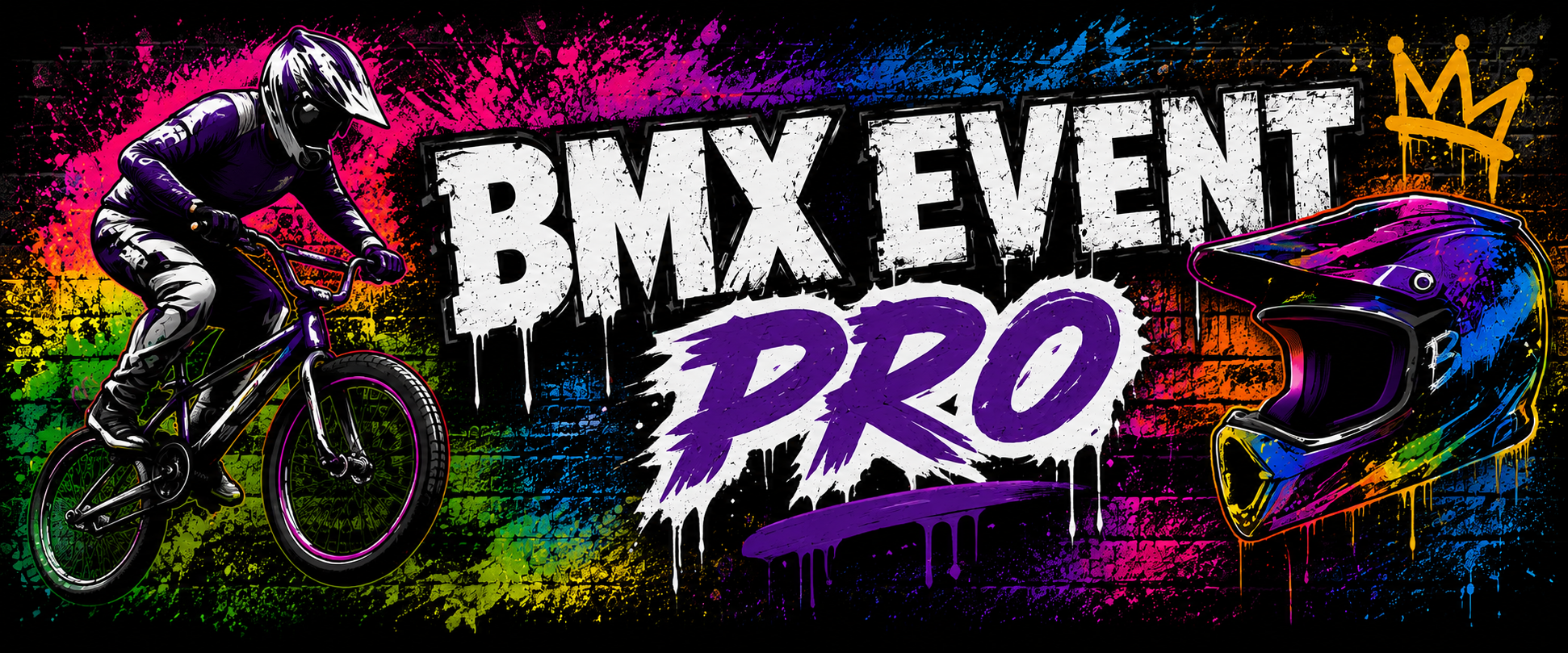 BMX Event Pro artwork with a BMX rider, event branding and helmet